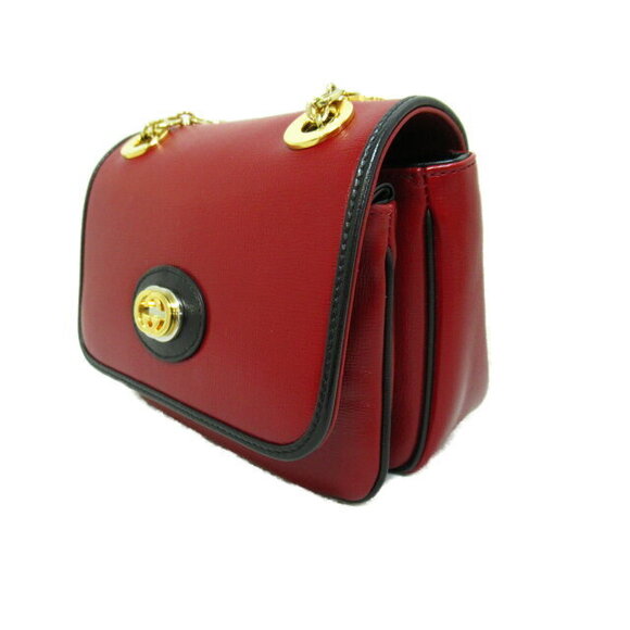 Gucci chain Shoulder Bag leather red black - Picture 3 of 9
